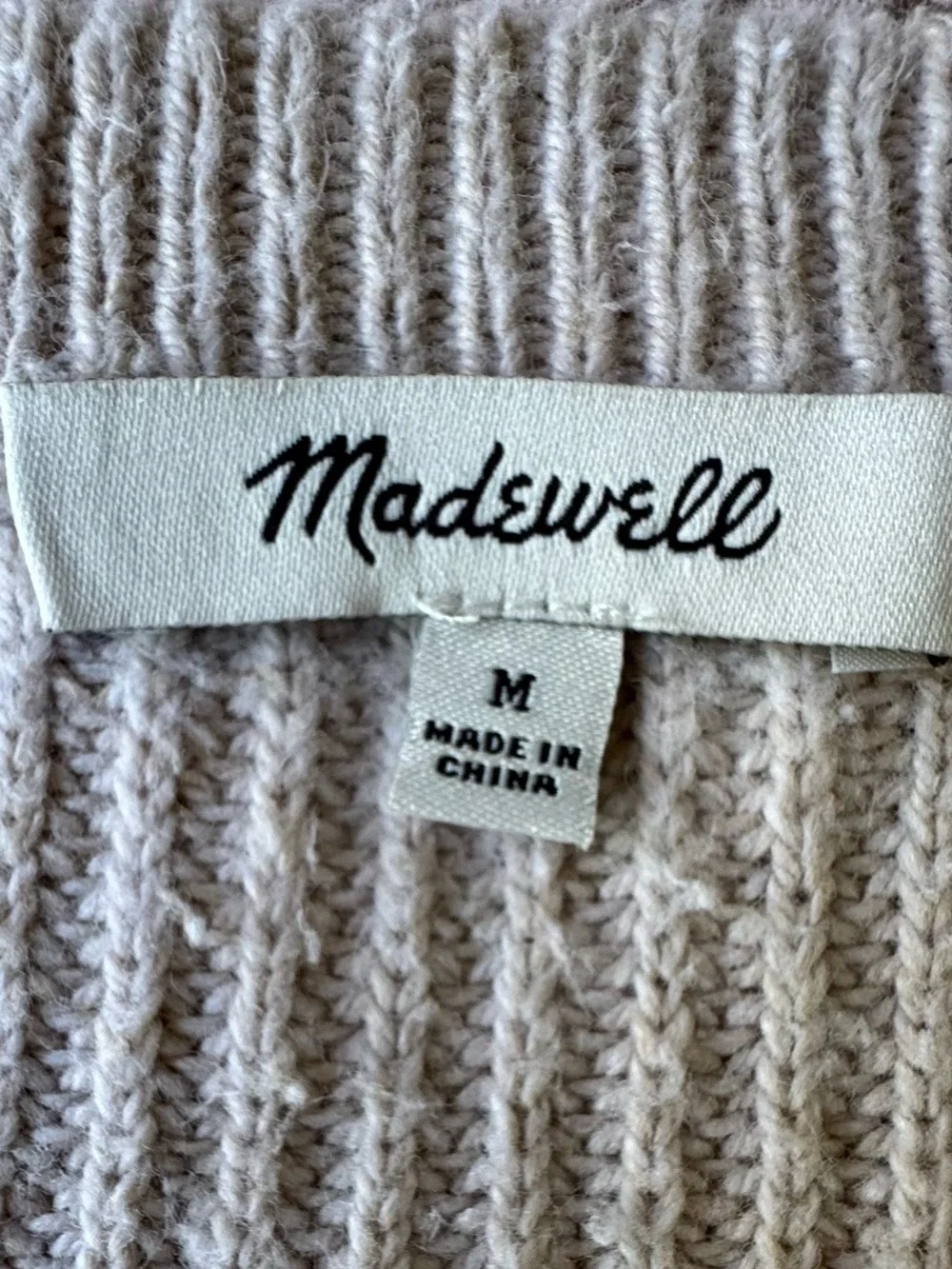 Madewell Women’s Ribbed Thompson Pocket Sweater Tan Medium Cotton Pre-owned